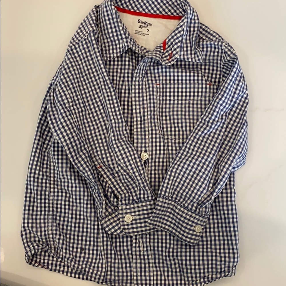 Oshkosh bgosh boys button down size 5 navy/white